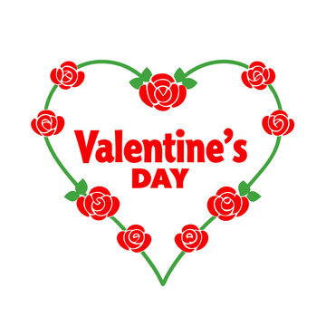 vector silhouette of a Valentine's Day typography Design in a heart shape with rose flowers isolated on a transparent background