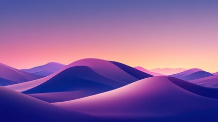 Poster - Vibrant purple and pink sunset over rolling sand dunes.