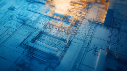 Poster - Blueprint design showcasing construction data visualization in detail