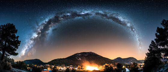 Wall Mural - A beautiful night sky with a large milky way