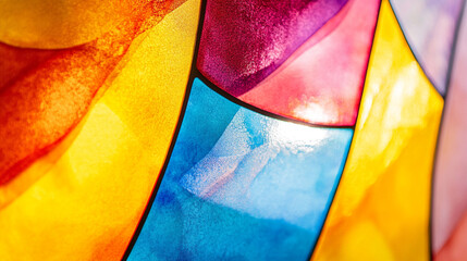 Poster - Colorful stained glass design showcasing vibrant hues of blue, yellow, and purple