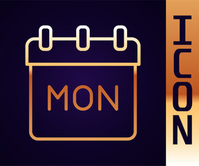 Poster - Gold line Calendar icon isolated on black background. Event reminder symbol. Vector