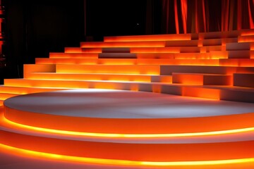 Poster - A dark stage lit by warm orange light