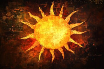 Poster - A colorful sun design painted on a wall, perfect for indoor or outdoor decoration