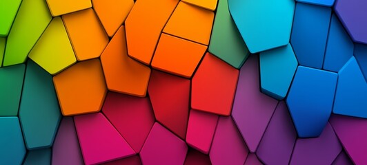 Poster - Colorful image of blocks in various colors and sizes. The blocks are arranged in a way that creates a sense of depth and texture. The image conveys a feeling of creativity and playfulness