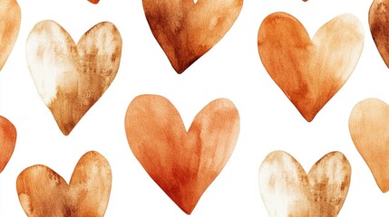 Poster - A collection of colorful hearts painted in watercolor style on a plain white background