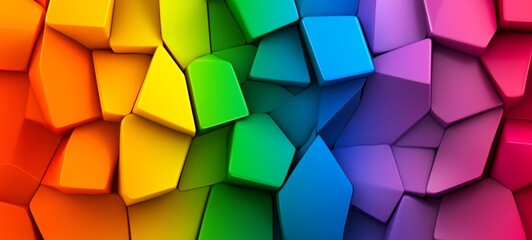 Poster - Colorful image of blocks in various colors. The blocks are arranged in a way that creates a rainbow effect. Concept of creativity and playfulness, as well as a sense of unity