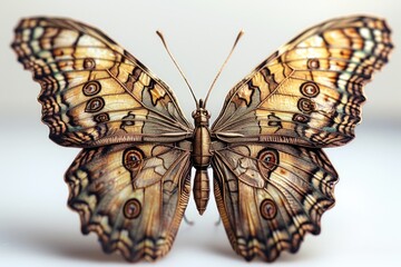 Poster - A close-up shot of a butterfly perched on a white surface, great for use in nature-themed illustrations or design projects