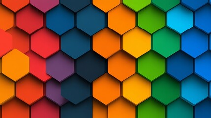 Poster - colorful pattern of hexagons with different colors. the colors are bright and vibrant, creating a li