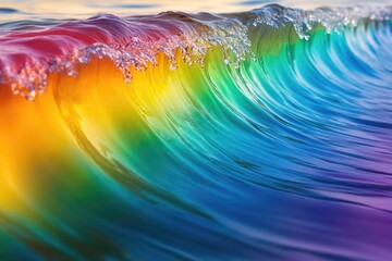 Poster - A colorful wave crashing against the ocean's surface with a vibrant rainbow effect