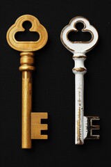 Poster - A pair of people sitting together holding keys, possibly symbolizing unity or partnership