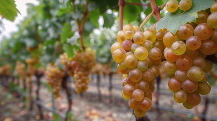 Poster - A bunch of fresh grapes hanging from a vine
