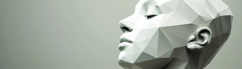 Fototapete - Abstract minimalist portrait, white head on gray background modern art, simple design, creative concept for wall decor and more