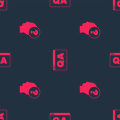 Aufkleber - Set Head with question mark and Question and Answer on seamless pattern. Vector