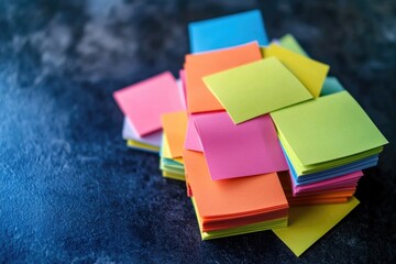 Poster - A collection of colorful post-it notes stacked on a table