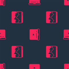 Poster - Set Music wave equalizer and Online play video on seamless pattern. Vector