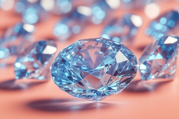Poster - A cluster of blue diamonds on a pink surface