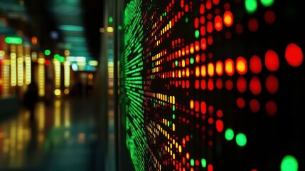 Aufkleber - A digital screen showing real-time cryptocurrency price fluctuations with green and red indicators.