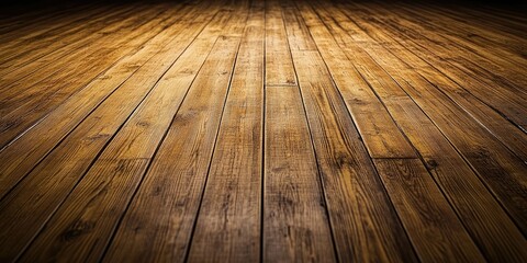 Poster - A wide view featuring the texture of a wooden floor creates a panoramic background, showcasing the details and characteristics of the wood in all its glory.