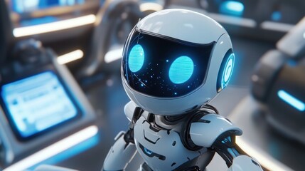 Poster - Futuristic Little Robot in a Technological Environment