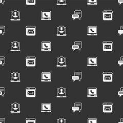 Poster - Set Speech bubble chat, Mail and e-mail, Telephone 24 hours support and on seamless pattern. Vector