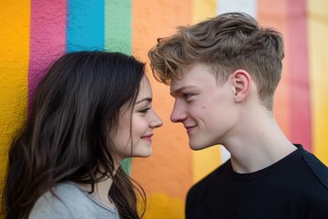 Sticker - A man and a woman standing side by side, possibly in a romantic or social setting