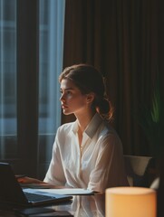 Wall Mural - Woman working on laptop