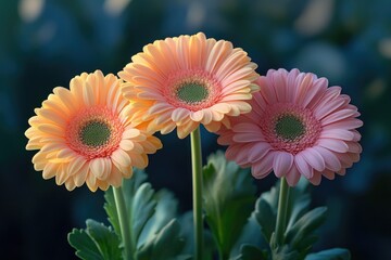 Aufkleber - A still life of three pink and yellow flowers in a decorative vase