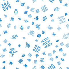 Aufkleber - Set line Ray gun, Marker pen and Whirligig toy on seamless pattern. Vector