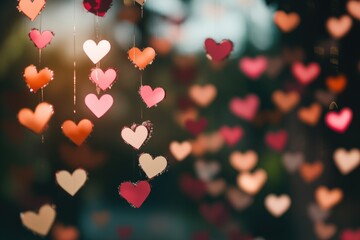Poster - A bunch of hearts hung on a string, perfect for decoration or gift-giving