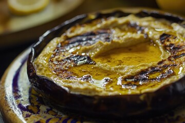 Aufkleber - Fresh eggplant sitting on a plate, perfect for food photography or culinary stories