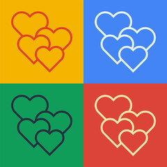 Poster - pop art line heart icon isolated on color background. romantic symbol linked, join, passion and wedd