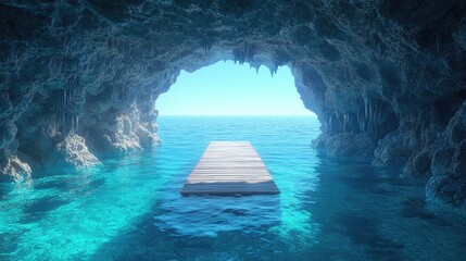 Poster - A small dock situated in the middle of a calm body of water, perfect for relaxing or enjoying a day out