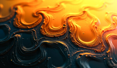Wall Mural - background black and yellow shiny waves top view