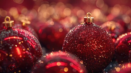 Poster - Christmas decorations with bright lights and colorful balls, suitable for holiday events or parties