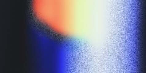 Poster - The web banner design boasts a vibrant gradient background in shades of orange and blue, accented with a grainy texture effect.
