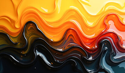 Wall Mural - background black and yellow shiny waves top view