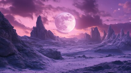 Wall Mural - purple sky with full moon