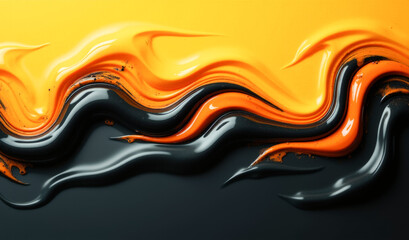 Wall Mural - background black and yellow shiny waves top view