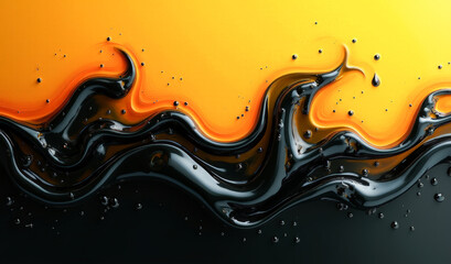 Wall Mural - background black and yellow shiny waves top view