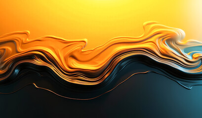 Wall Mural - background black and yellow shiny waves top view