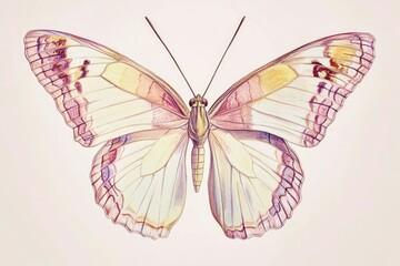 Poster - A colorful butterfly perched on a clean white surface, ideal for designs and illustrations