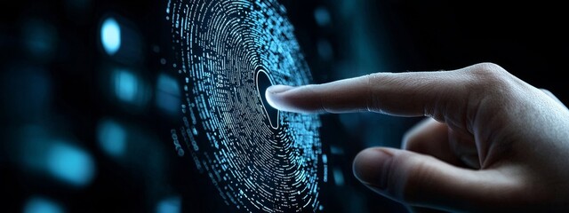 Poster - A business professional operates with cryptocurrency and an AI computer interface.