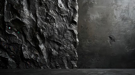Poster - Dramatic Dark Industrial Background with Textured Rock Surface in Gigapixel Quality