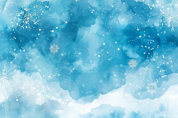 Aufkleber - An abstract blue watercolor background with snowy skies. A light blue watercolour paper texture background. Modern illustrations in water colors.