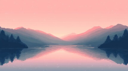 Wall Mural - A smooth muted pixel background with a gradient effect in pastel pinks and blues, creating a tranquil atmosphere