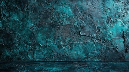Poster - Dark Dramatic Textured Background in Industrial Style with Teal and Black Color Palette