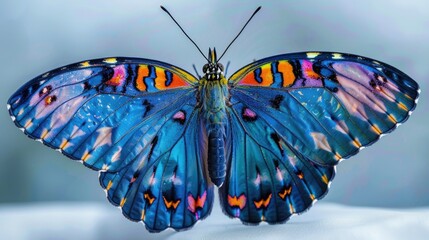 Poster - A beautiful butterfly perched on a white surface, perfect for decorative or educational use