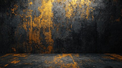 Poster - Dark Industrial Background with Dramatic Texture and Golden Accents for Creative Projects