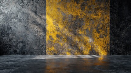 Poster - Dramatic Industrial Background with Dark Texture and Bright Yellow Element in Minimalist Setting